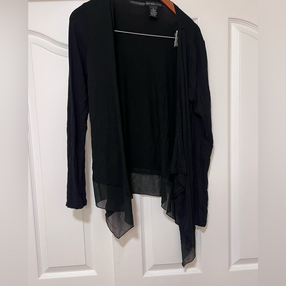 Design History Black Sheer Sweater/Cardigan - Small